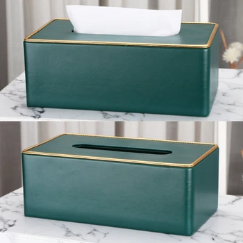 

Retro Nostalgic Leather Tissue Box Desktop Paper Towel Holder Napkin Storage