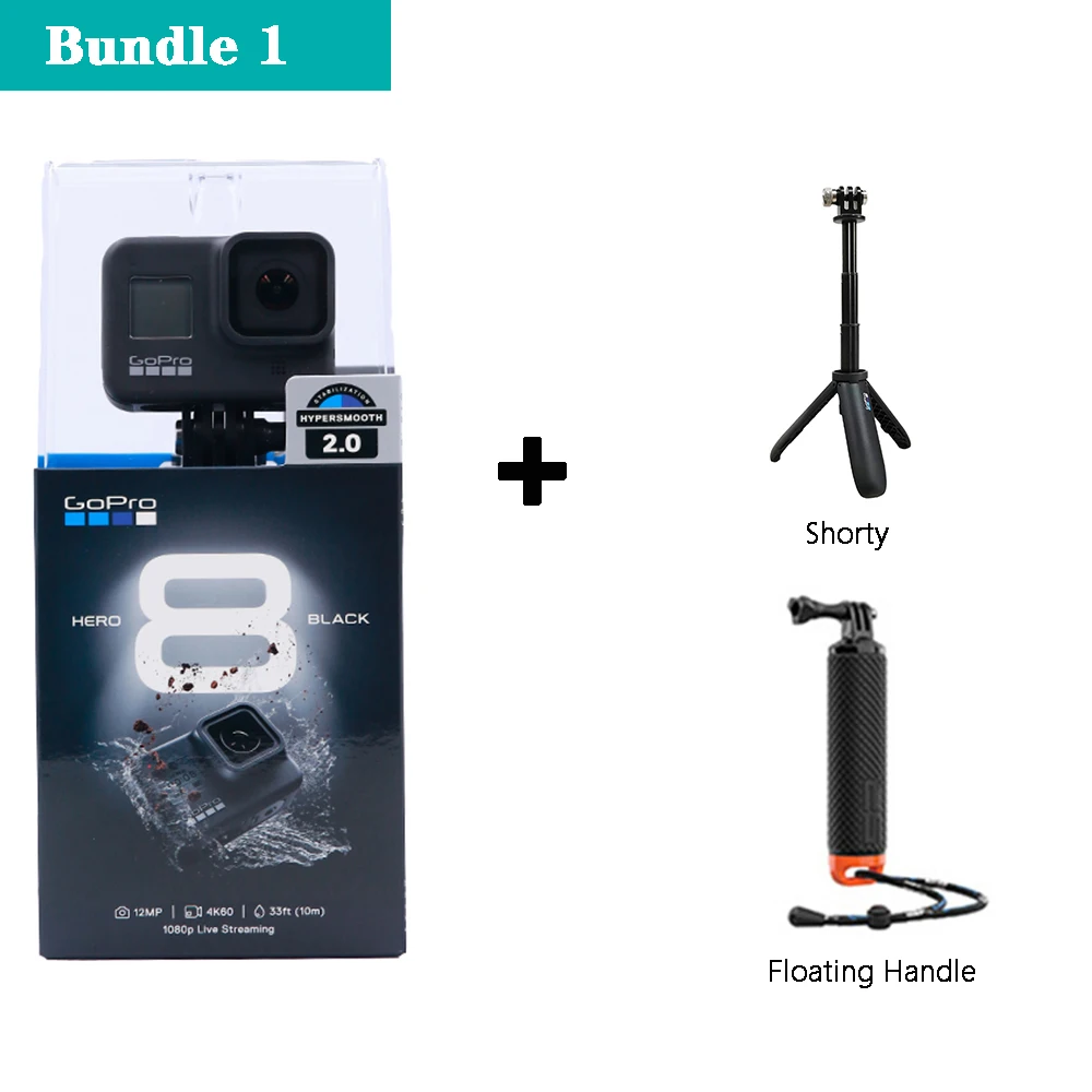 Bundle 1 GoPro HERO 8 черная экшн-камера Профессиональная водонепроницаемая Спортивная камера 4K видео Cam Live Streaming Deportiva - Цвет: Bundle 1