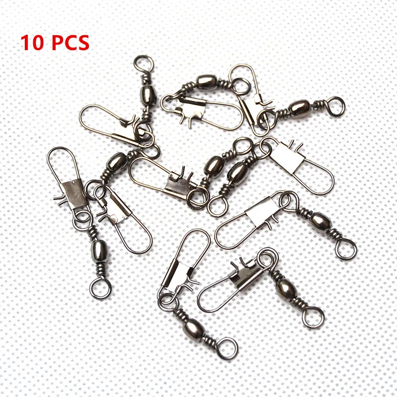 

10pcs/lot Fishing Connector Pin Rolling Swivel Stainless Steel Fishing Gear Accessories Connector Nice Snap Fishing Lure Tackles