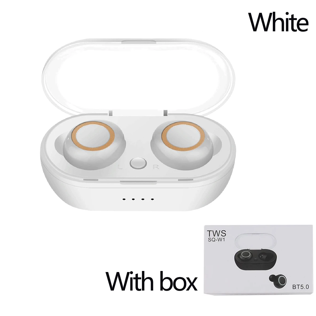 W1 TWS Bluetooth 5,0 беспроводные наушники спортивные наушники 3D стерео звук вкладыши с портативным микрофоном и зарядным устройством - Цвет: white with box