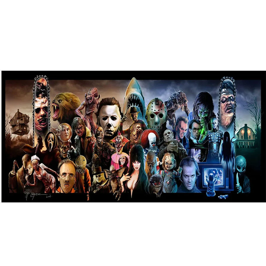 5d Diy Full Diamond Painting Classic Horror Movie Villains And Monsters  Mash Up Movie Character Collage Cross Stitch Embroidery - Diamond Painting  Cross Stitch - AliExpress