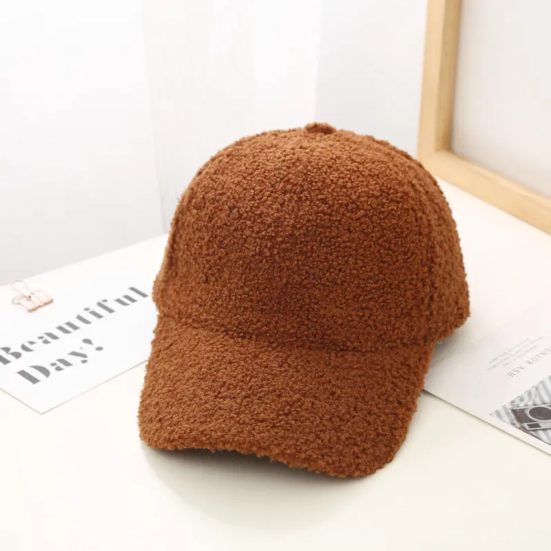 Baseball Caps Baseball Cap Autumn Winter Women Artificial Lamb Wool Baseball Cap Version Tide Warm Cap Plush Baseball Caps Spring