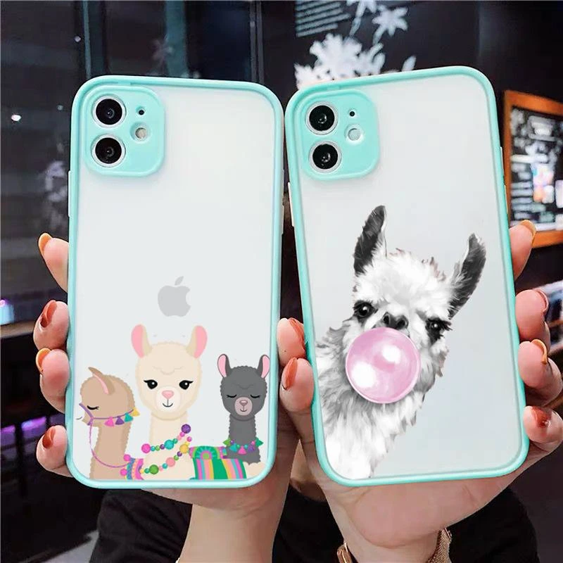 iphone 11 case with card holder Lovely Lama Llama Alpacas Phone Cases matte transparent  For iphone 7 8 11 12 13 plus mini x xs xr pro max cover xr cases