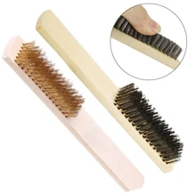 Набор из 2 предметов, нержавеющая сталь, латунная проволока, щетка для царапин, деревянная ручка для чистки металла* Удобная деревянная ручка