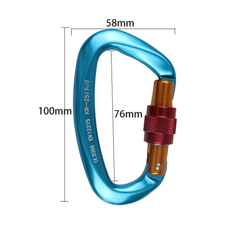 New 25KN Lock Catch Carabiner Rock Climbing Hook Clip D-Shaped Ring Aluminum
