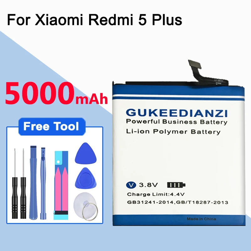 GUKEEDIANZI аккумулятор для телефона 5000 мАч BN44 для Xiaomi Redmi 5 Plus 5 Plus и прочный безопасный аккумулятор