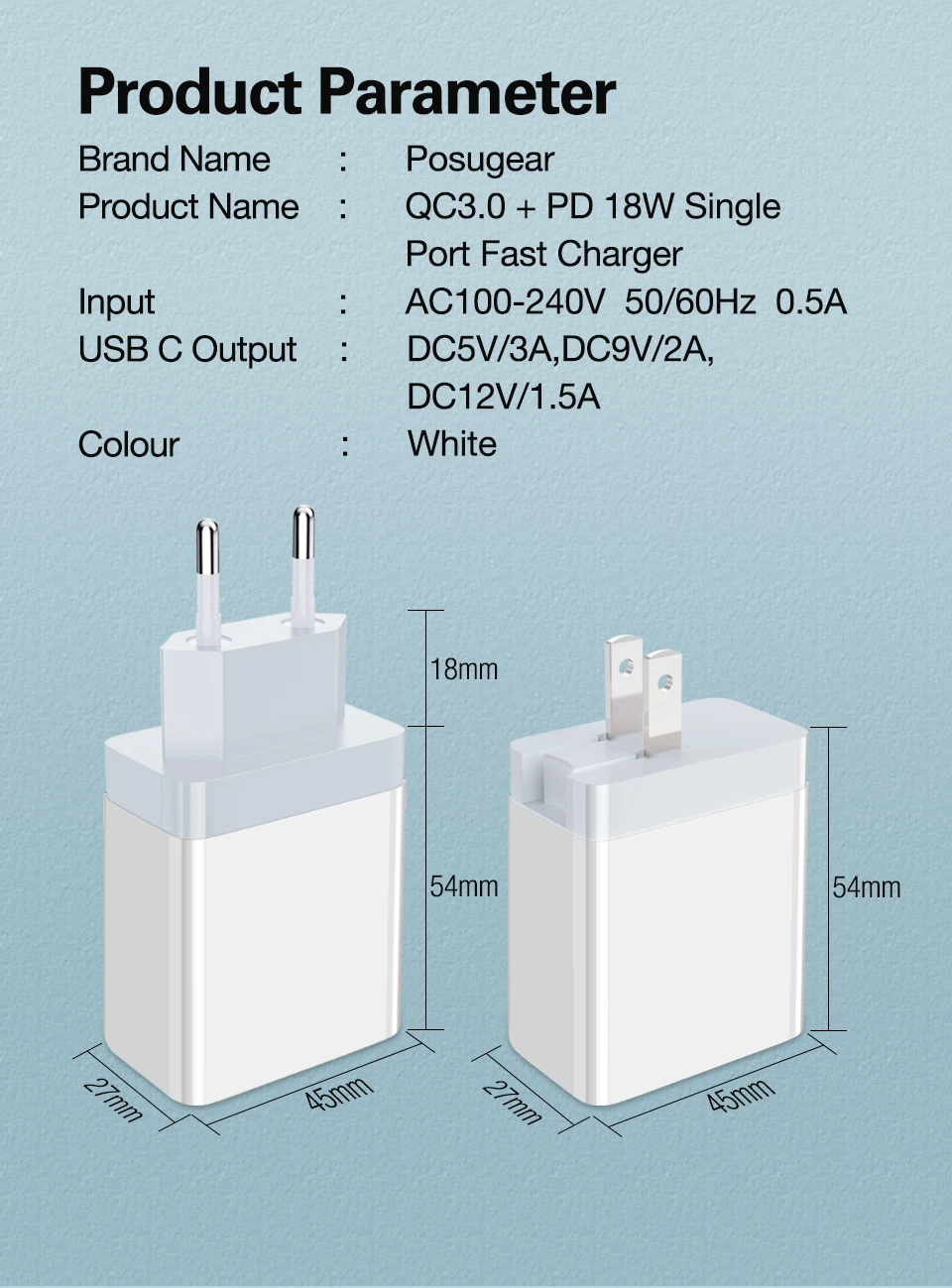 Posugear Быстрая зарядка 3,0 USB зарядное устройство портативное для huawei samsung QC3.0 18 Вт быстрое зарядное устройство PD 3,0 быстрое зарядное устройство для iPhone 11 Pro