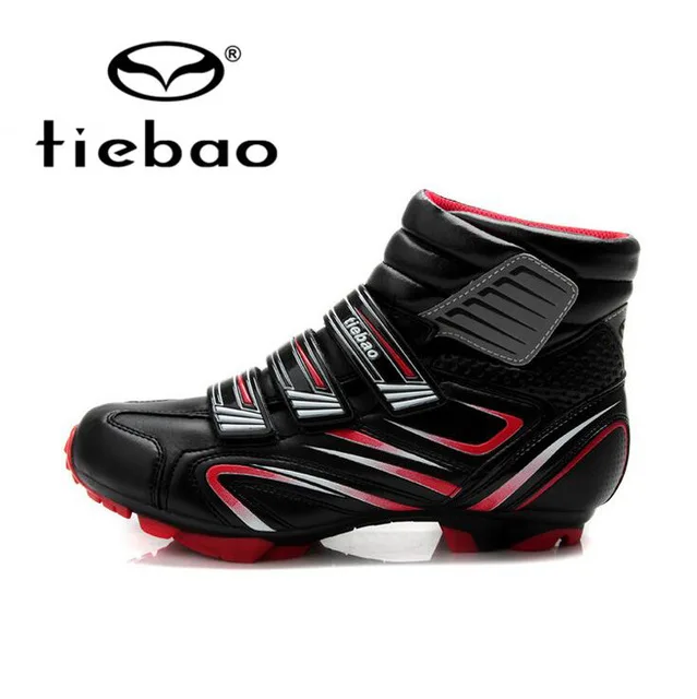 1430MTB black red Tiebao велосипедная обувь мужская зимняя ветрозащитная MTB шоссейная велосипедная самофиксирующаяся обувь велосипедные ботильоны Sapatilha Ciclismo Zapatillas - Цвет: 1430MTB black red