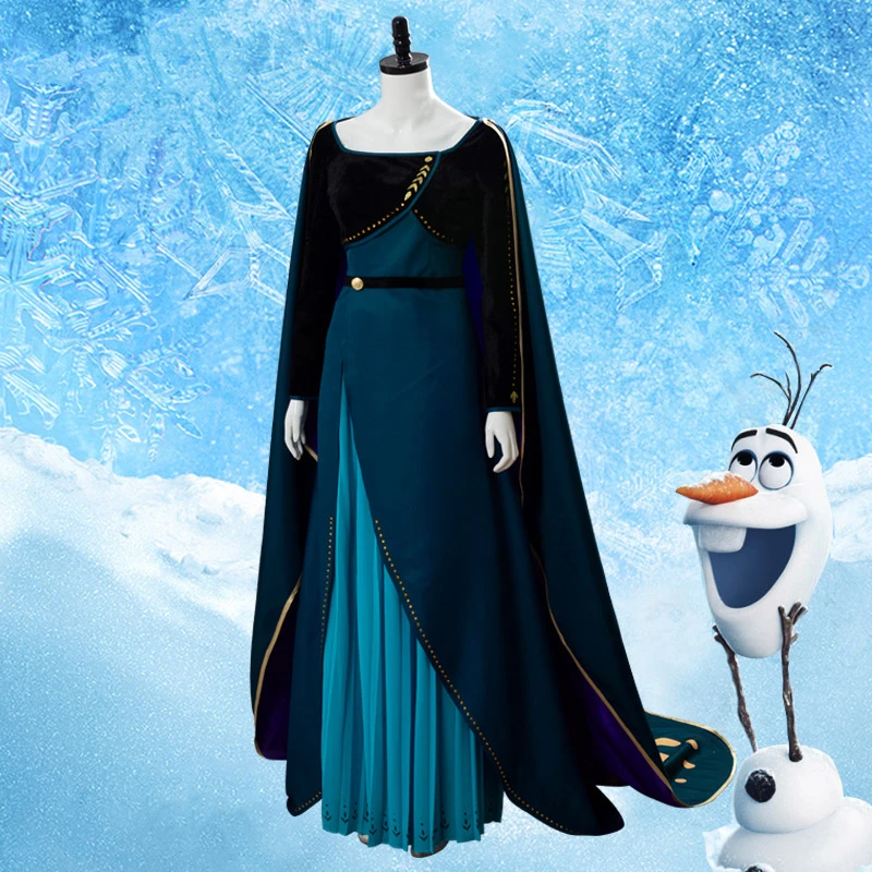 

[STOCK] Anime Snow Queen 2 Anna Coronation Dress Long Gown Cape Party Christmas Outfit Costume Women Halloween Free Shipping.