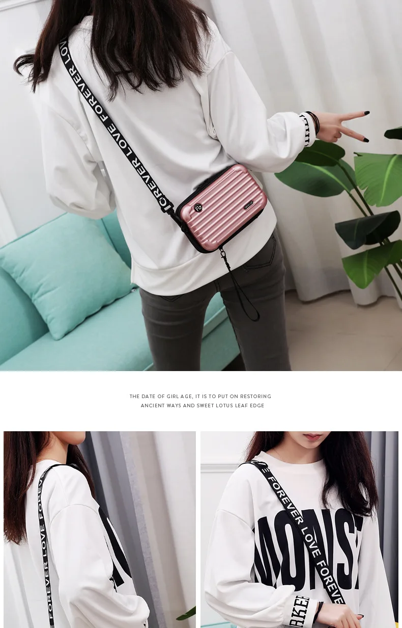 new mini net red suitcase Small square box Wide shoulder strap diagonal package shoulder crossbody bag 2019041701 19X6X12cm