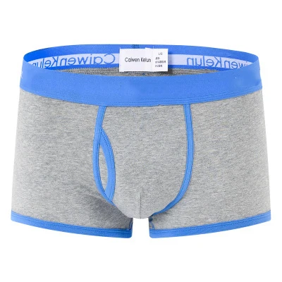 Подгоняйте ваш логотип Pantalones cortos hombres ropa interior transpirable suave de los boxeadores de los hombres de boxer shorts - Цвет: Blue-Grey