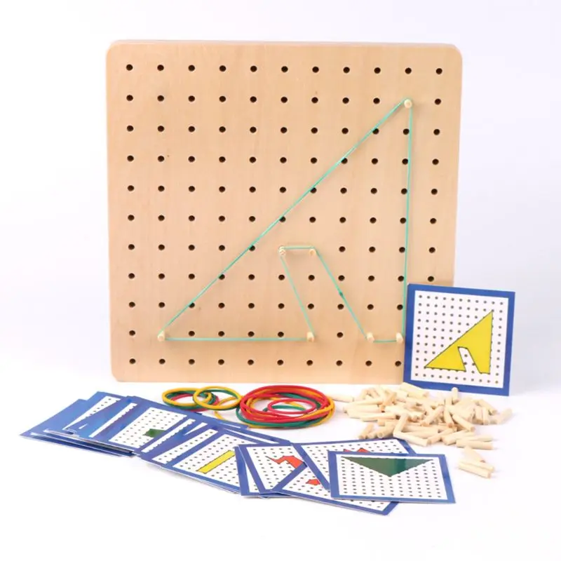 Съемный Деревянный Geoboard математический материал стволовых Развивающие игрушки для детей