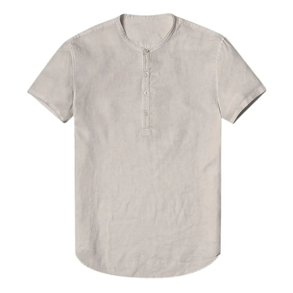 Мужская Летняя мешковатая полоска хлопчатобумажной ткани с коротким рукавом и карманами, Рубашки, Топы, блузки S-2xl Удобная гавайская рубашка B1 - Цвет: KH
