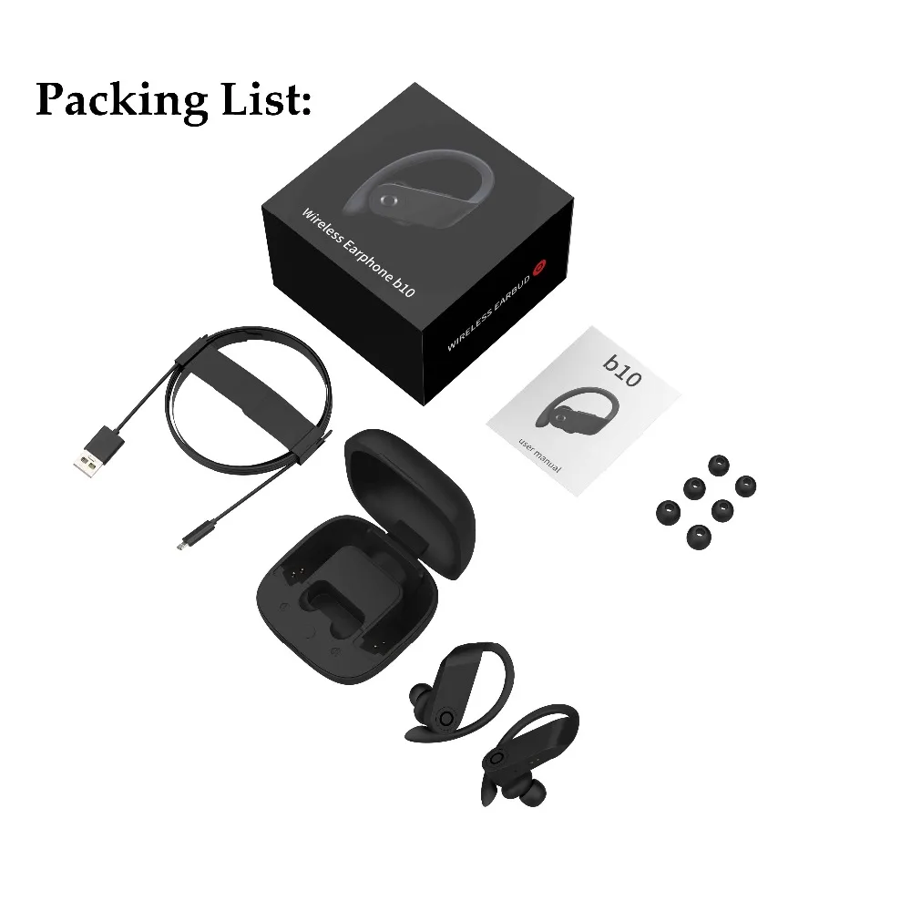 B10 TWS Bluetooth наушники беспроводные стерео вкладыши ушные крючки гарнитура спортивные fone de ouvido Беспроводные наушники с микрофоном PK HBQ Q62