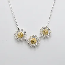 

S925 silver necklace pendant female small fresh small daisy flower necklace short clavicle chain fashion accessories jewelry