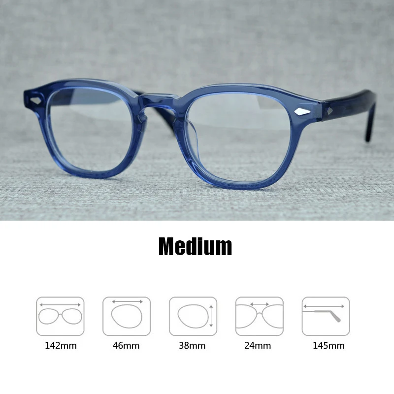 Мужские очки с прозрачными линзами, брендовые дизайнерские очки для компьютера, мужские круглые очки в винтажном стиле sq000 - Цвет оправы: blue-Medium