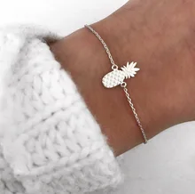Nueva pulsera de cadena colgante de piña para mujer oro/plata Color Bohemia joyería Simple pulseras femeninas(China)