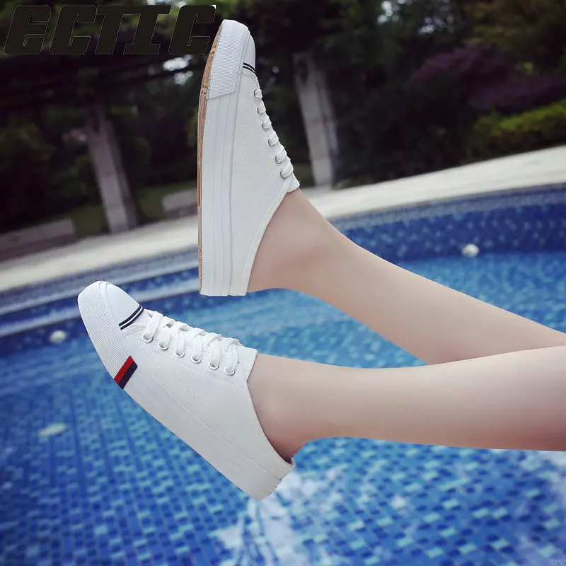 

QWEDF 2019 New summer women canvas shoes flats women shoes fashion canvas slippers female women's shoes big sizes 35-40 YA-49