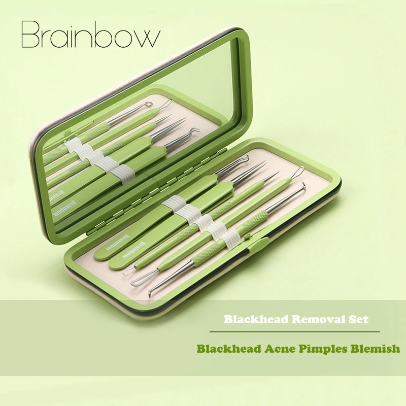 Набор инструментов для извлечения угрей Brainbow 5 шт . пинцет прыщей и экстрактор