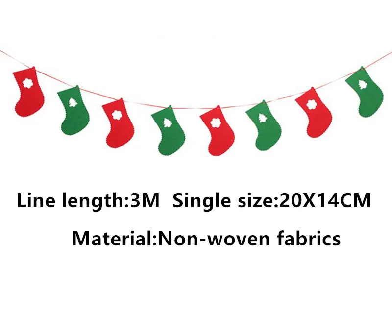3M отличный подарок на Рождество День Рождения овсянка баннеры Merry для рождественской вечеринки аксессуары для детей, для домашнего использования, гирлянда на Рождество Noel Лось носок флаги год - Цвет: 10-sock