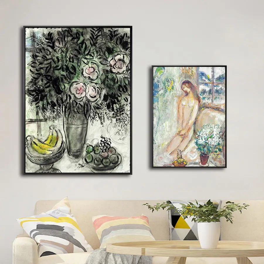 Home Decoration Marc Chagall Wall Art Canvas Oil Painting Print Abstract Poster Modular Impressionist Picture for Bedroom