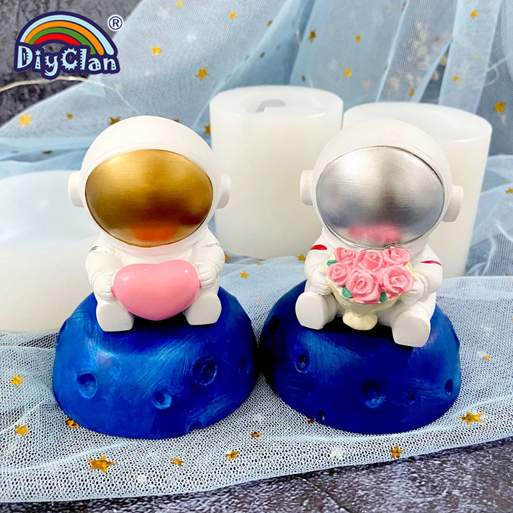 Cartoon-Weltraum-Serie Astronaut Planet Mond Silikonform Schokolade Dessert Fondant Kuchen Dekorationswerkzeuge Gips Kerzenform – Detail 3