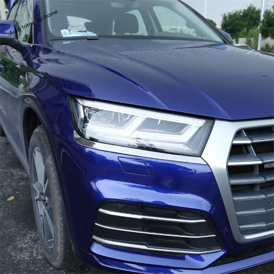 Yimaautotrims передняя фара фары век брови полосы крышка отделка Подходит для Audi Q5 внешние аксессуары автомобиля-Стайлинг