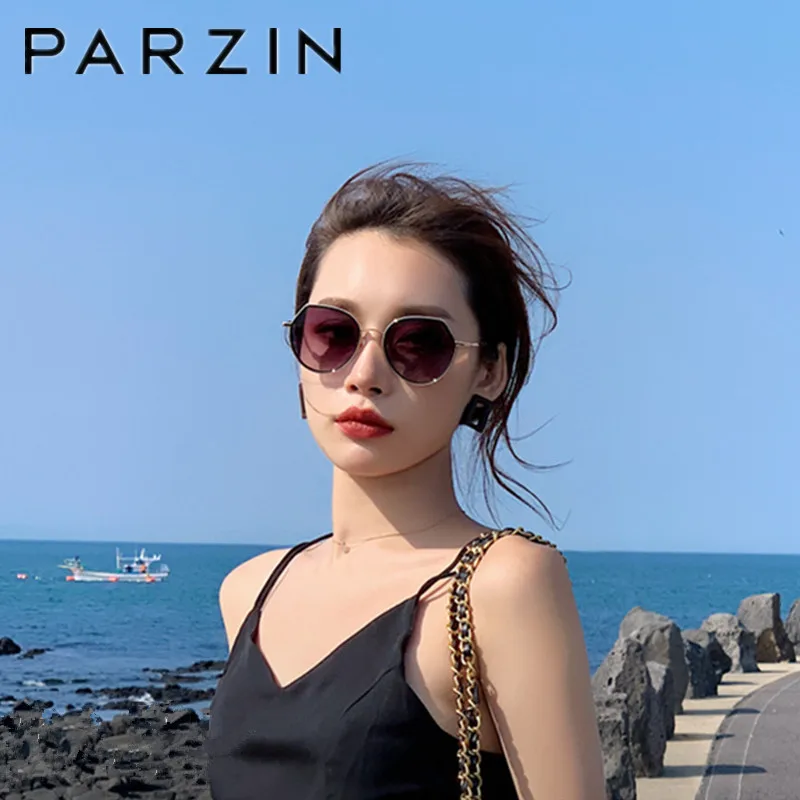 

Женские солнцезащитные очки PARZIN, новые модные солнцезащитные очки в винтажной металлической оправе, качественные нейлоновые линзы 8216