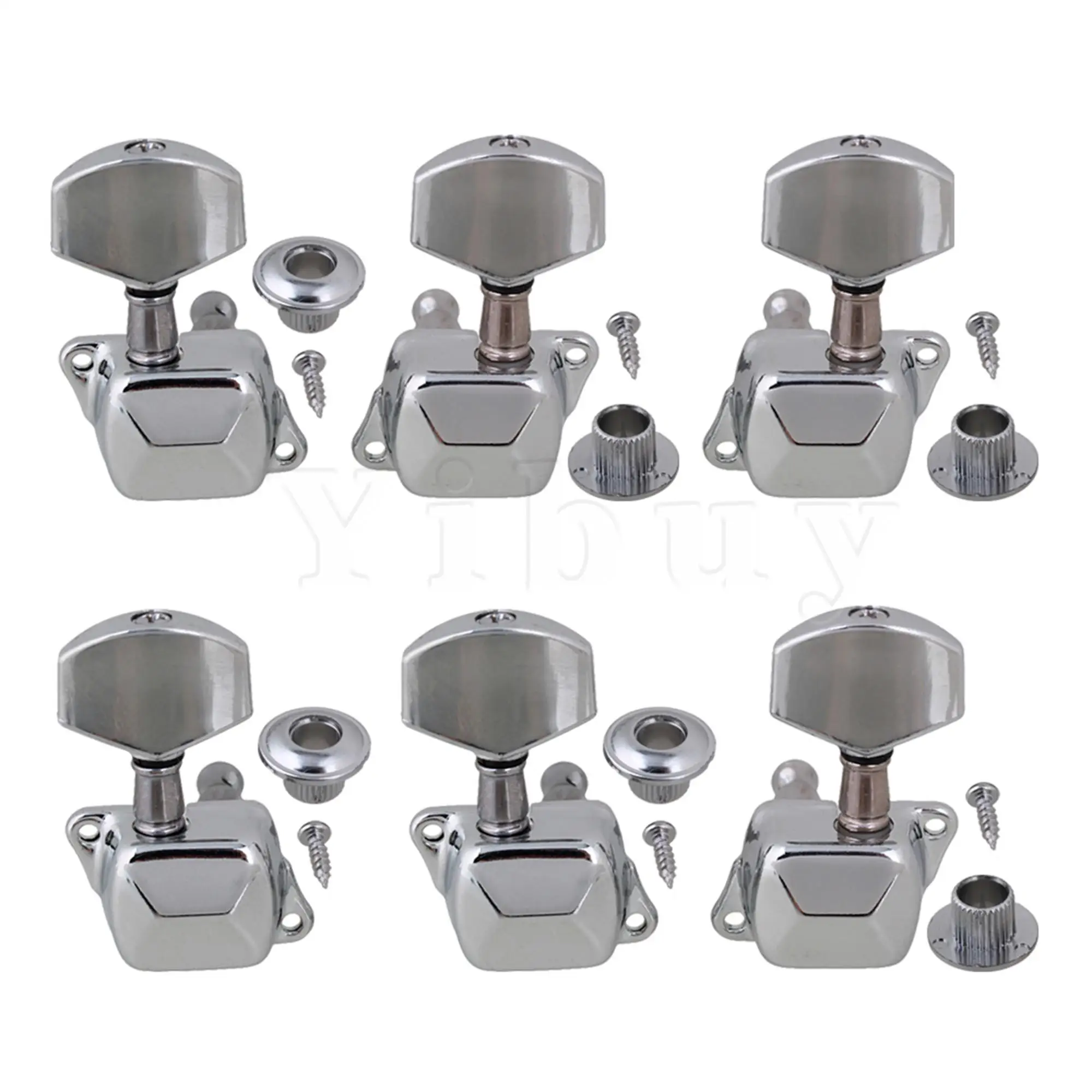 Yibuy Chrome Semiclosed Acoustic Guitar Tuning Pegs Machine Heads 3L3R | Спорт и развлечения