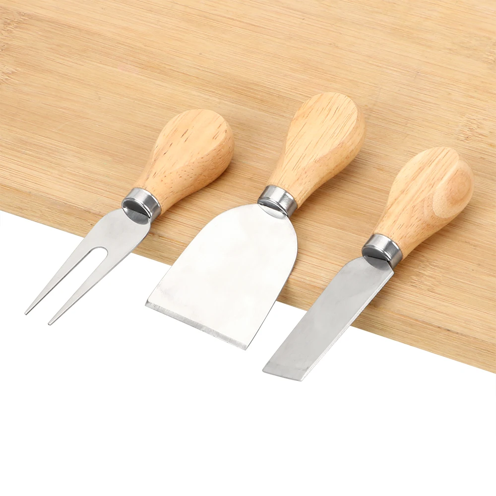 HOOMIN 3 шт./компл. нож с деревянной ручкой комплект сырорезка комплекты столовые приборы для сыра жаропрочные кухонные принадлежности