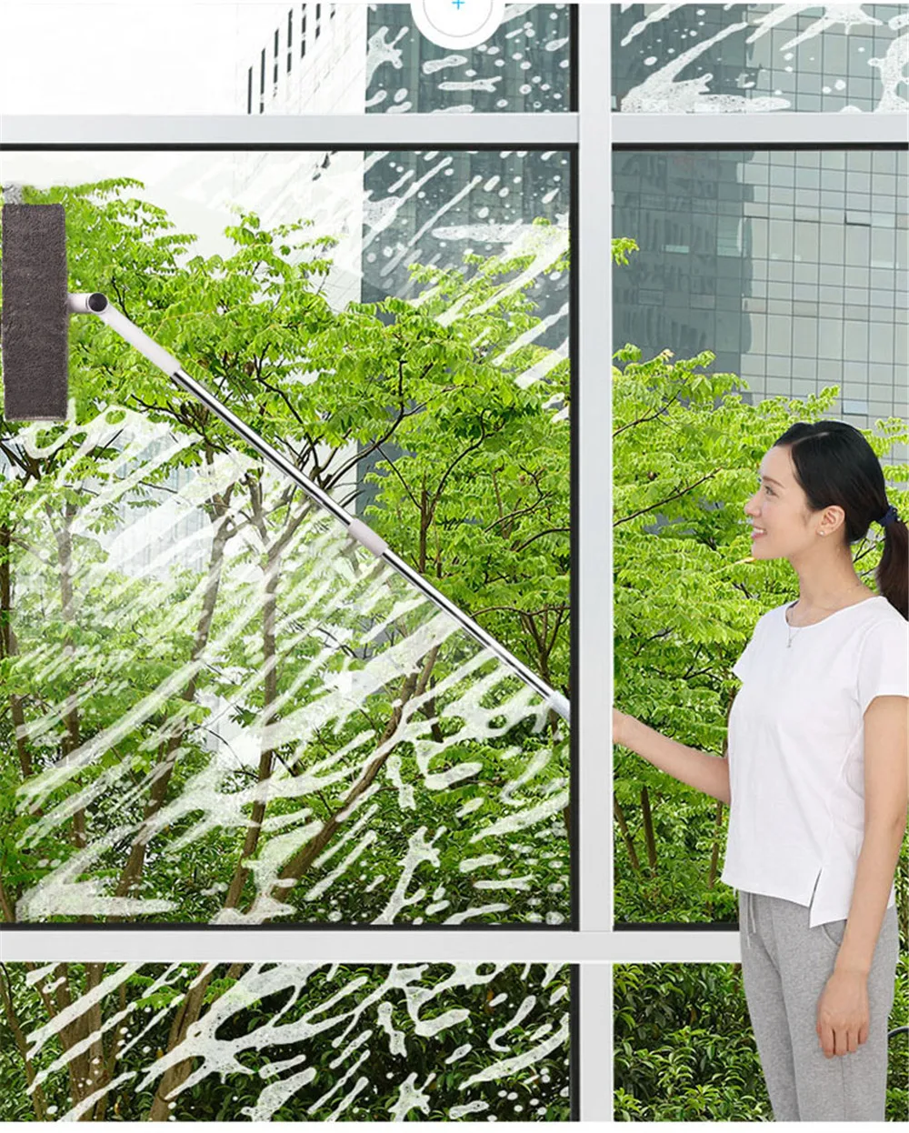 

Window Cleaner Glass Wiper Double-sided Telescopic Rod Long Handle Rotating Head new