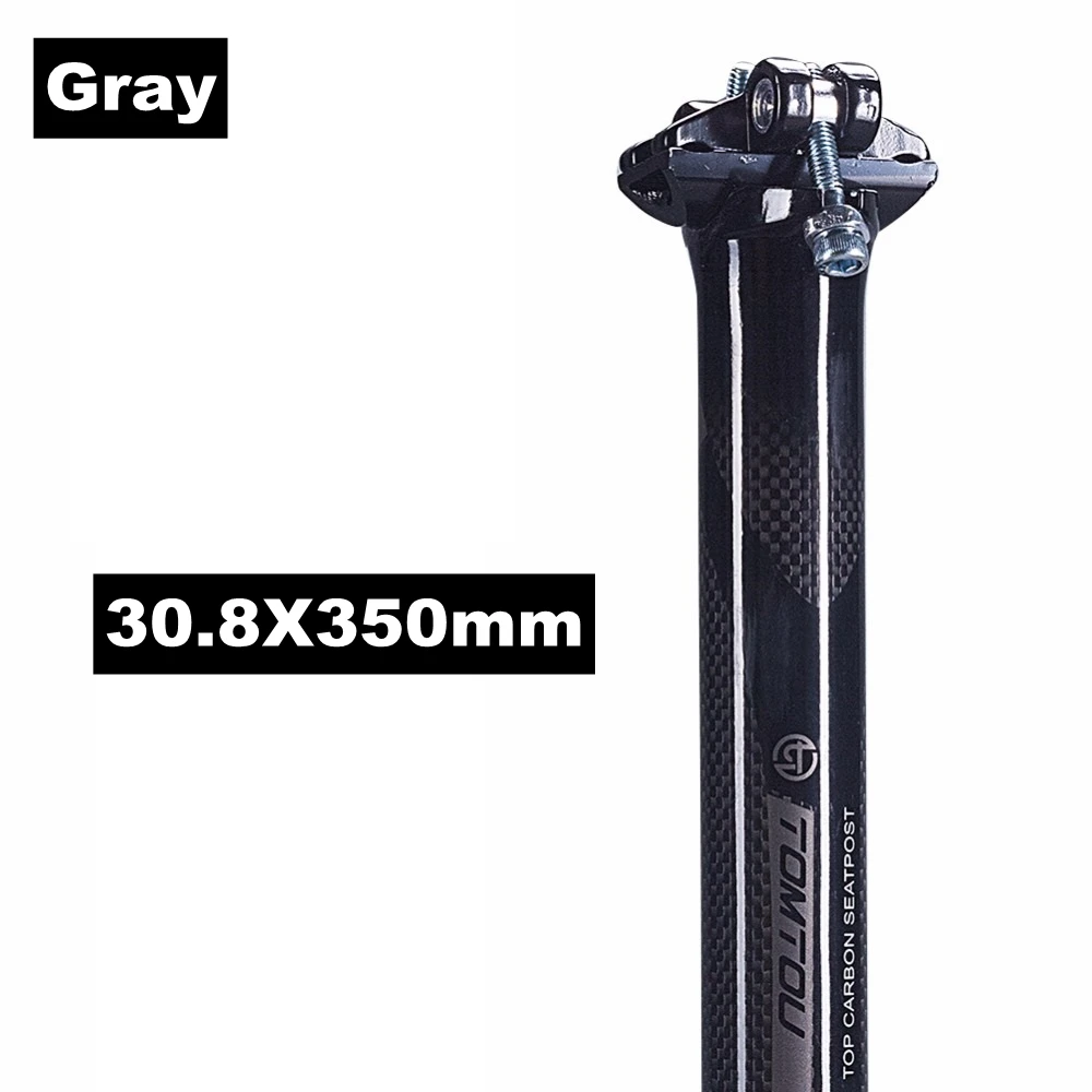 Gray 30.8X350mm TOMTOU Сверхлегкий 250 г 3k из углеродного волокна, шоссейный/горный велосипед велосипедный Подседельный штырь гонки на подседельную трубу рамы 27,2/30,8/31,6 мм красный, зеленый, синий, серый - Цвет: Gray 30.8X350mm