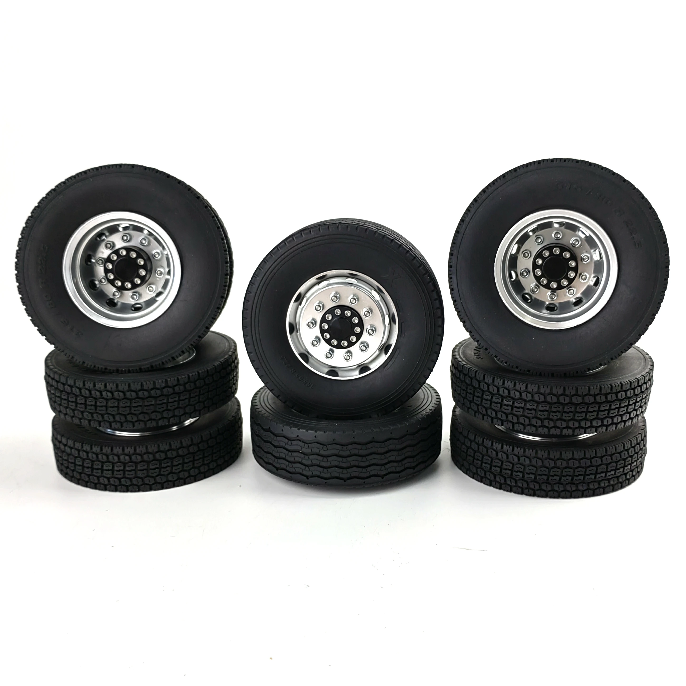 RCLIONS 2pcs RC Trailer Front Wheels - Aluminum Alloy Hubs For 1/14 Tamiya Tractor & RC Truck Trailers