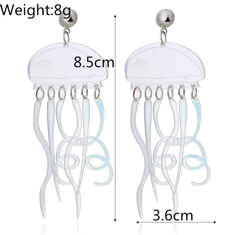 Super cool handmade jellyfish drop earrings color change new illusion transparent style tassel women long animal earrings