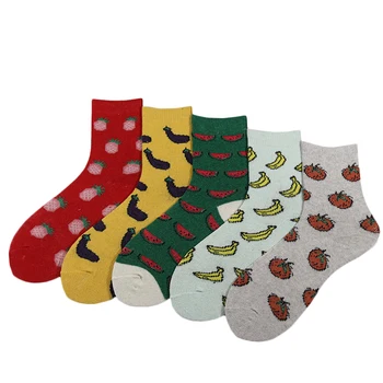 

Harajuku Style Vintage fashion Women Girl Thick Knitted Wool Fruit Style Banana strawberry tomato watermelon Crew Socks
