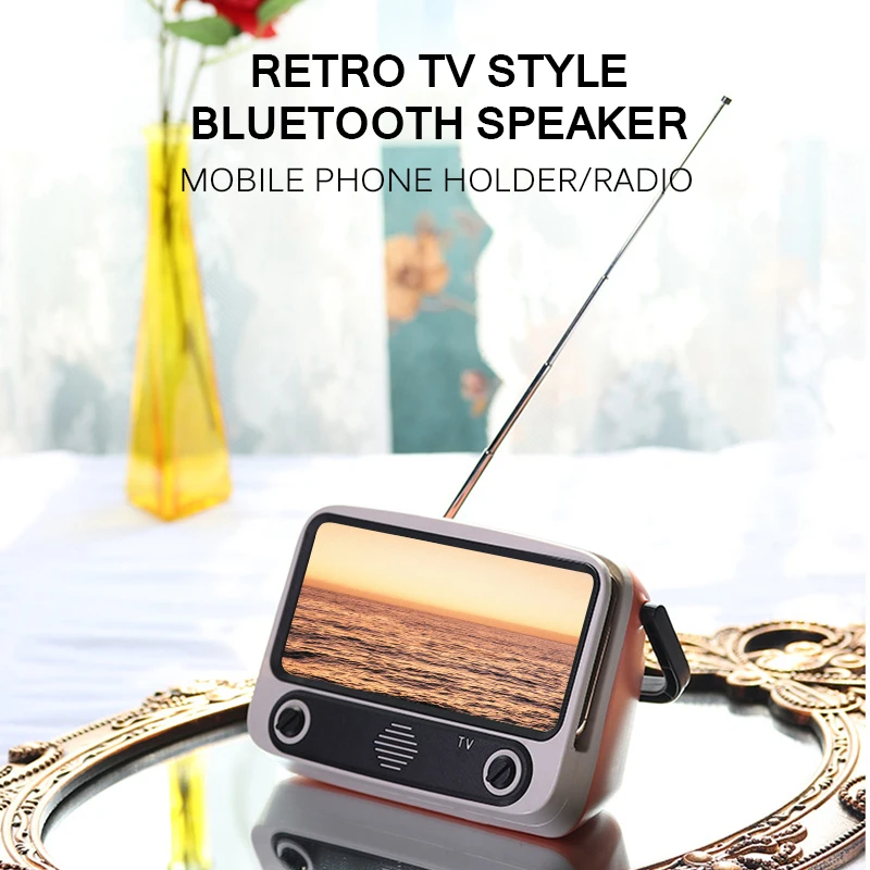 2 в 1 Мини Ретро Bluetooth динамик держатель для мобильного телефона беспроводной музыкальный плеер беспроводной звуковой ящик для 4,7-6,5 дюймового телефона