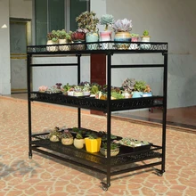 Стеллаж для хранения полки Железный арт балкон Многоэтажный бытовой Крытый поплавок подоконник до земли ремень круглый может перемещать ботаники