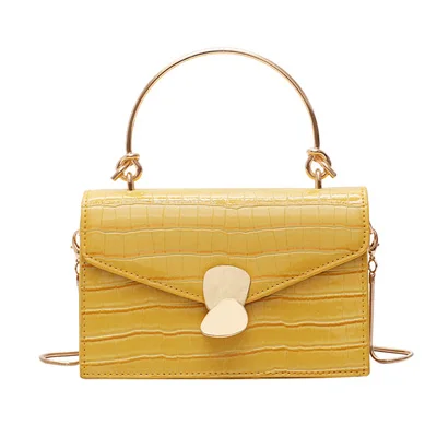 large yellow Женские сумки через плечо с каменным узором из искусственной кожи, мини-сумка через плечо с металлической ручкой, женские дорожные сумки - Цвет: large yellow