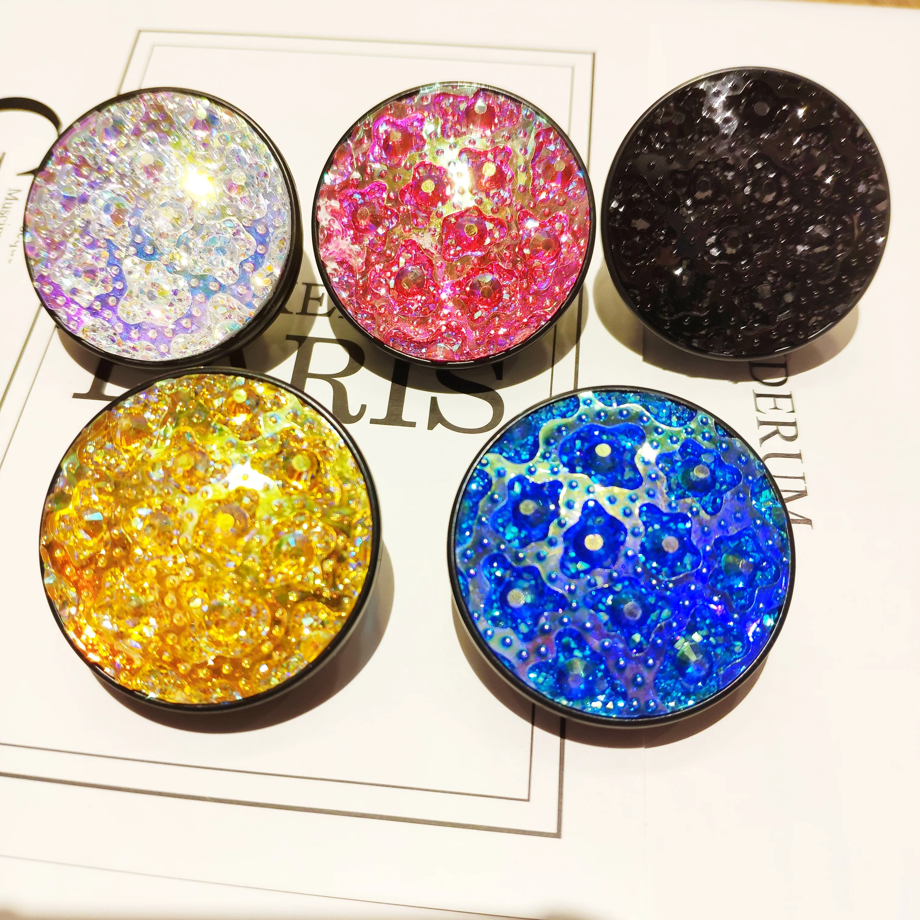 Sequin phone accessories stand mobile stand mobile phone hd projection bracket mobile ring holder soporte celular escritorio