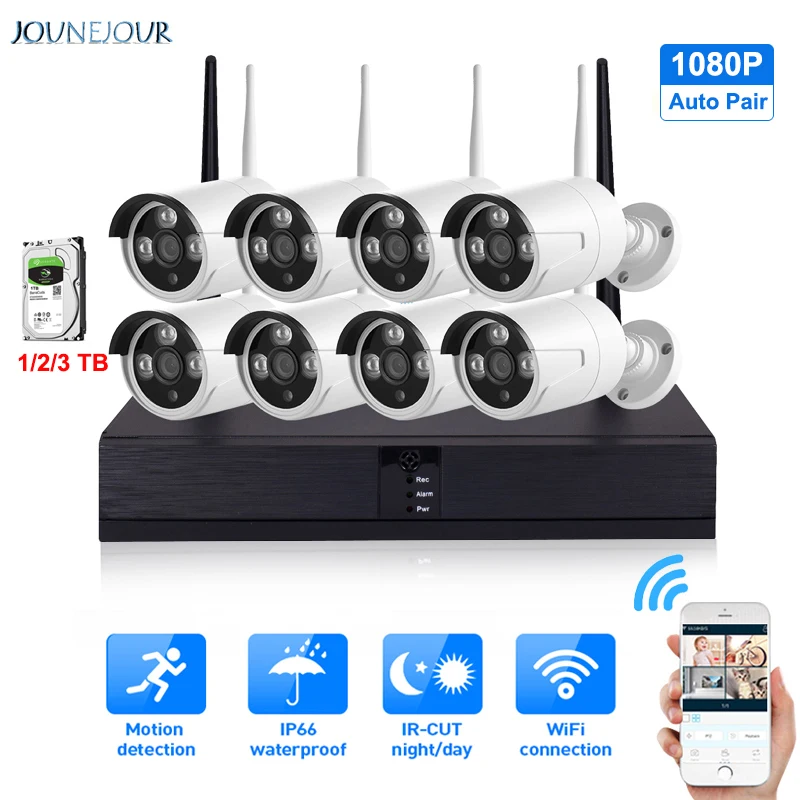 

Wireless CCTV Wifi Camera Security System Kit 720P/1080P 8CH NVR 1/2/3TB Security Camera System Kit Outdoor Video Surveillance