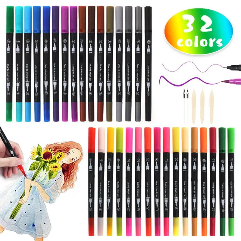 24 pièces Ensemble de stylo-feutre de couleur mélangée, Mode en ligne