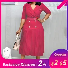 Винтажное элегантное офисное женское черное летнее плиссированное платье миди больших размеров на пуговицах осень простое женское модное платье