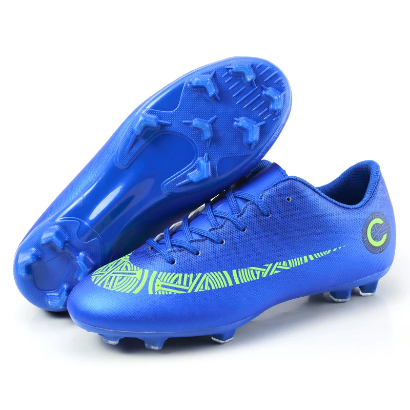 LS666blue Лев крик футбольная обувь газон TF открытый для мужчин мальчиков Футбол школьная Студенческая детская бутсы тренировочная спортивная обувь детская Size33-44 - Color: LS666blue