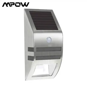 

Stainless-Steel Solar Graden Light IP65 Waterproof Lighting Human Body Induction Mpow Solar Wall Lamp for Courtyard Wall Fence