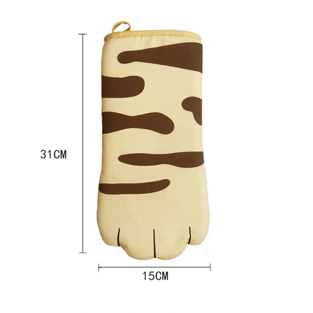 3D Cartoon Cat Paws Oven Mitts Long Cotton Baking Insulation Gloves Microwave Heat Resistant Non-slip Kitchen Gloves Tool 1pcs