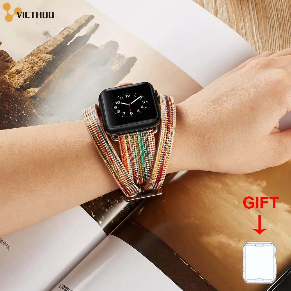 Натуральная кожа ремешок для наручных часов Apple Watch series 5/4/3/2/1 38 мм 42 двойной тур