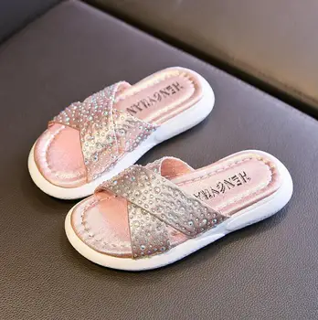 

Girls Shoes Summer Sandals Rhinestone Kids Slides Shoes Infants Baby Girls Flat Slipper Little Girls Casual Shoes