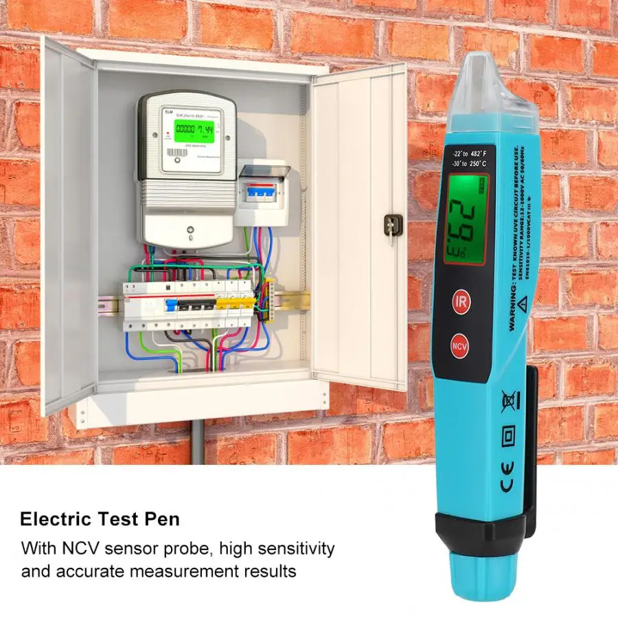 

2-in-1 tester Non-Contact Measuring electricity Temperature pen Infrared Electric Test Pen Electricity Detector with LCD Display