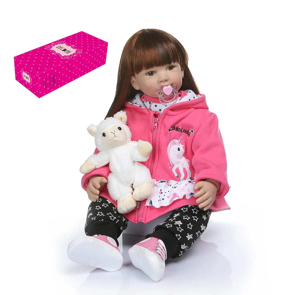 Reborn Baby Doll Силиконовые Большие размеры очаровательные реалистичные мягкие игрушки для малышей куклы принцессы для девочек подарок на день рождения, наряд, пальто - Цвет: Розовый