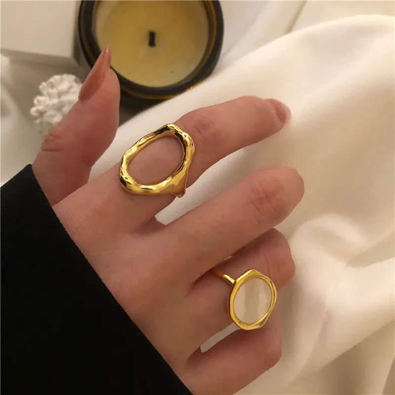 Minimalist Gold Silver Geometric Finger Rings for Women Men Silver Color French Female Rings Jewelry ANENJERY silver rings silver ring gold plated rings gold plated silver ring gold rings